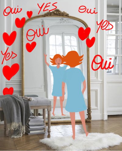 YES OUI, 2023 (digital konst på fotografi) av Agnes Girardon
