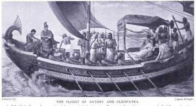 Anthonys och Cleopatras flykt, ca 1920 (litho) av Agnes Pringle