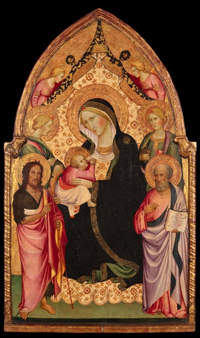 Ödmjukhetens Madonna med helgon och änglar av Agnolo (circle of) Gaddi