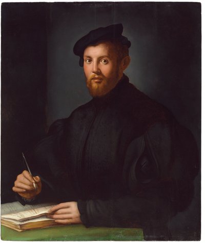 Porträtt av en ung man med en bok av Agnolo Bronzino