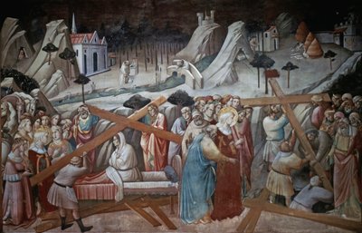 St. Helena gräver för att hitta det sanna korset, från legenden om det sanna korsets cykel av Agnolo Gaddi, kapellet i basilikan Santa Croce, Florens, ca 1380 av Agnolo Gaddi