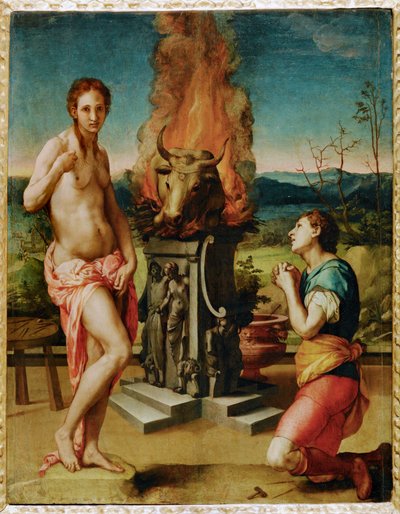Pigmalion och Galatea (målning på trä) av Agnolo di Cosimo Bronzino