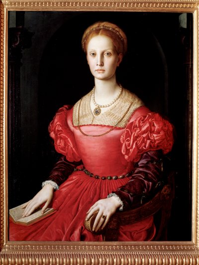 Porträtt av Lucrezia Panciatichi, hustru till Bartolomeo Panciatichi (olja på duk av Agnolo di Cosimo Bronzino