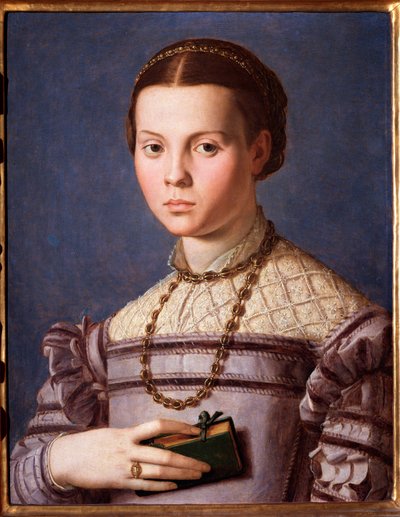 Porträtt av en liten flicka med en bok (målning av Agnolo Bronzino