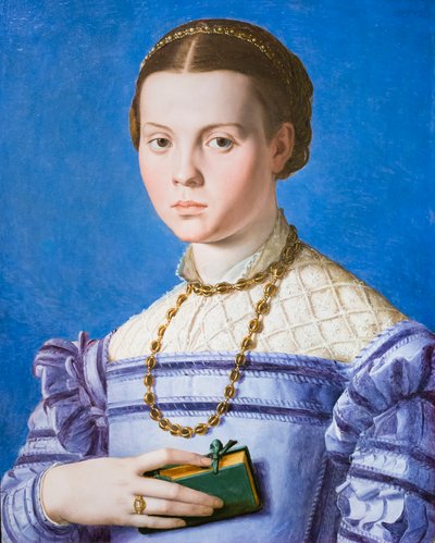 Porträtt av en flicka med en bok, möjligen Giulia av Alessandro de Medici av Agnolo Bronzino