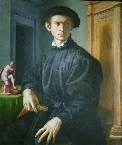 Porträtt av en ung man med en luta av Agnolo Bronzino