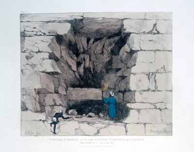Tvångspassage i den andra pyramiden i Giza, Egypten, 1820 av Agostino Aglio