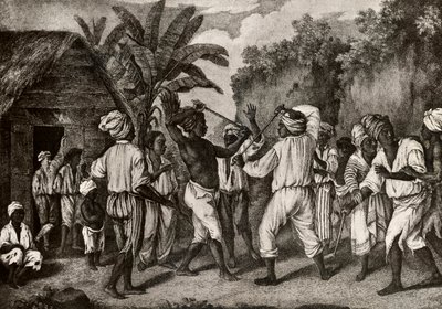 Cudgeling Match mellan engelska och franska negrer på ön Dominica, Santo Domingo av Agostino Brunias