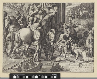 Adoration of the Magi (nedre vänstra delen) av Agostino Carracci