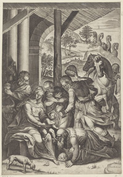 Tillbedjan av kungarna av Agostino Carracci