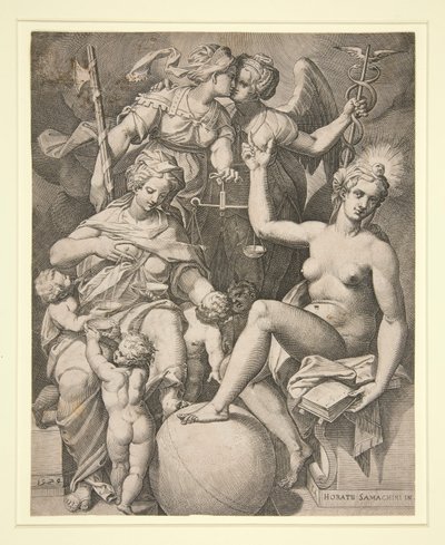 Välgörenhet, rättvisa, sanning och fred av Agostino Carracci