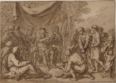 Fångar ställs inför en fältherre av Agostino Carracci