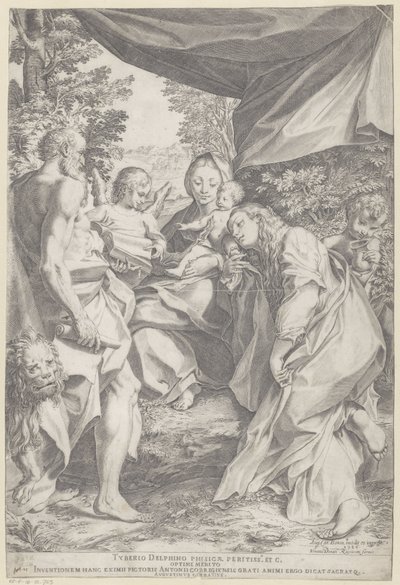 Maria med barnet och den helige Hieronymus och Maria Magdalena av Agostino Carracci