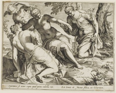 Merkurius och nåderna av Agostino Carracci