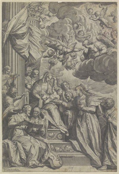 Mystiska äktenskap av Saint Catherine av Agostino Carracci