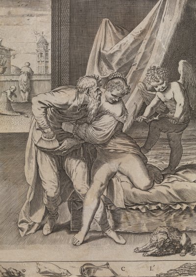 Allt vinner guld, ca. 1590-95. av Agostino Carracci