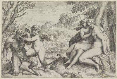 Kärlek övervinner allt (titel på objekt) av Agostino Carracci