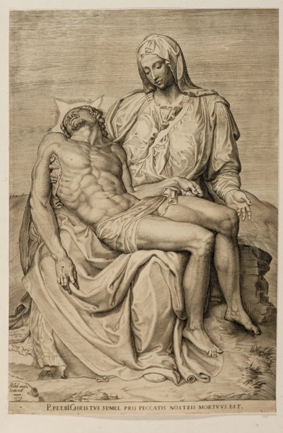 Pieta, efter Michelangelo av Agostino Carracci