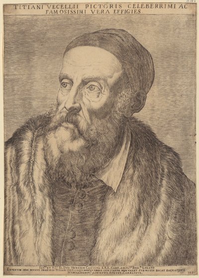 Porträtt av Tizian av Agostino Carracci