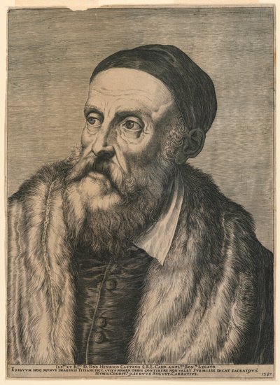 Porträtt av Tizian av Agostino Carracci