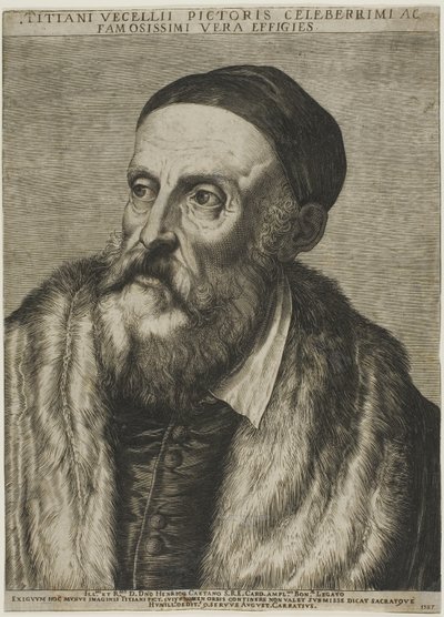 Porträtt av Tizian av Agostino Carracci