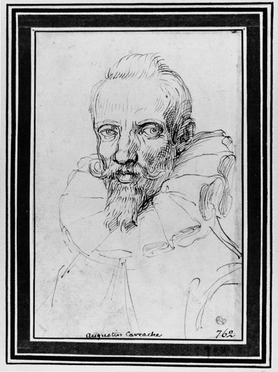 Porträtt av en skäggig man av Agostino Carracci