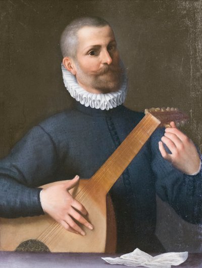 Porträtt av en lutspelare, möjligen Orazio Bassani av Agostino Carracci