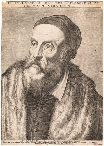 Porträtt av Tizian av Agostino Carracci