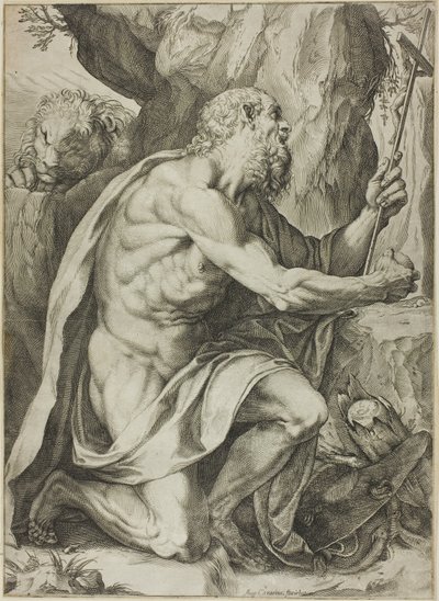 Den helige Hieronymus i botgörelsen av Agostino Carracci