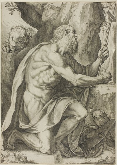 Den helige Hieronymus i botgörelsen av Agostino Carracci