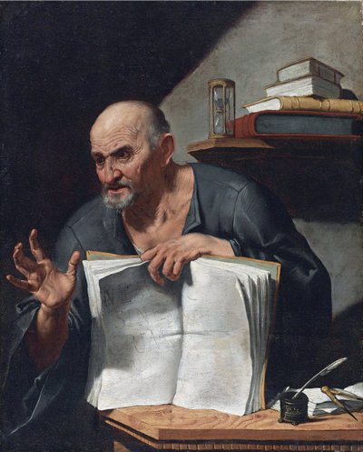 Dionysius Cato (3eme ou 4eme siecle) - Peinture de Agostino Scilla (1629-1700), - Olja på duk, 98,5x80,6 - Privat samling av Agostino Scilla