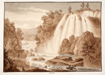 Cascade at Tivoli, 1833 (etsning med brun tvätt) av Agostino Tofanelli