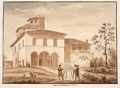 Rafaels hus på Pincio, 1833 (etsning med brun tvätt) av Agostino Tofanelli