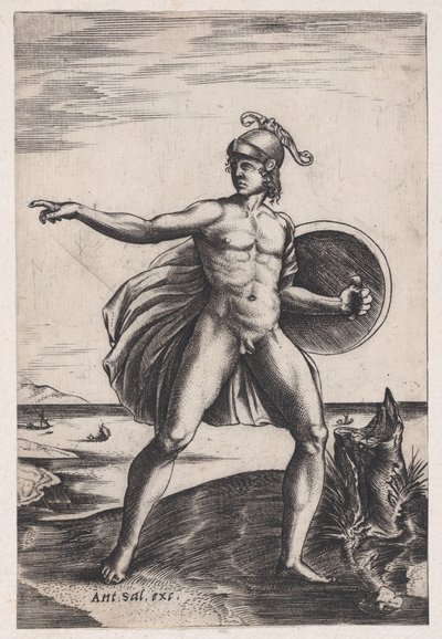 En krigare, ca. 1514-36. av Agostino Veneziano