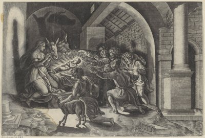 Tillbedjan av herdarna av Agostino Veneziano