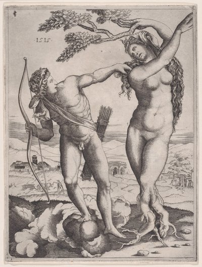 Apollo och Daphne, daterad 1515., daterad 1515. av Agostino Veneziano