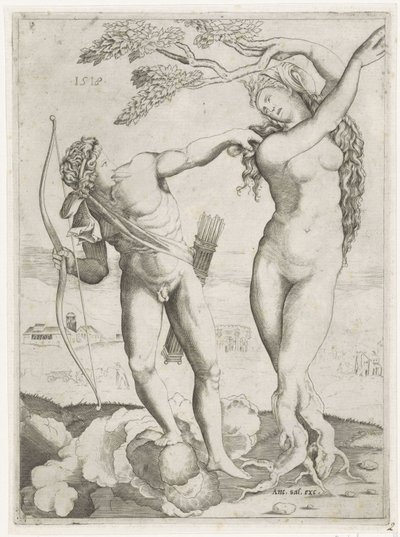 Apollo en Daphneswedish av Agostino Veneziano
