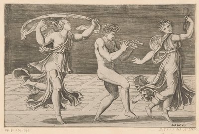 Dansande satyrer och maenader av Agostino Veneziano