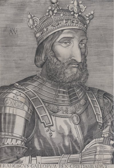 Francois I, kung av Frankrike, daterad 1536. av Agostino Veneziano