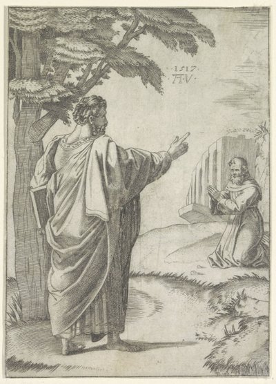 Saint Paul och en franciskanermunk av Agostino Veneziano