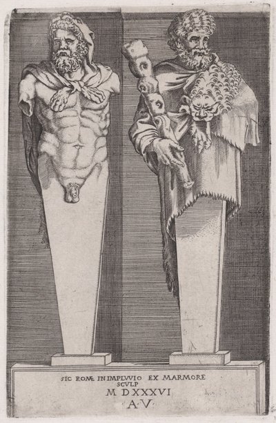 Hercules från The Hermae, daterad 1536. av Agostino Veneziano