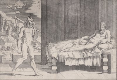 Lycaon förvandlad till en varg, daterad 1524. av Agostino Veneziano