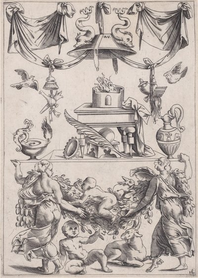 Prydnadspanel, ca. 1514-36. av Agostino Veneziano