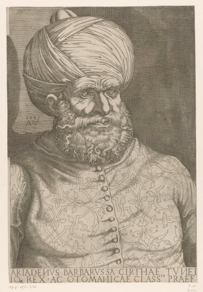 Porträtt av amiral Khair ad-Din Barbarossa av Agostino Veneziano