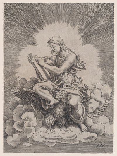 Sankt Johannes, daterad 1518. av Agostino Veneziano