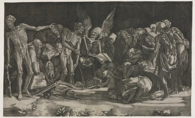 Skelett, även känd som Allegory of Death and Fame av Agostino Veneziano