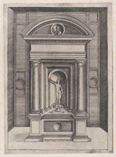 Mirror of Roman Magnificence: Jupiters altare i det äldsta templet på C..., ca. 1514-36. av Agostino Veneziano.