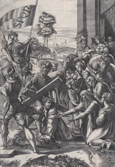 Korsets bärande, 1517. av Agostino Veneziano