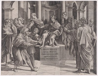 The Blinding of Elymas, daterad 1516., daterad 1516. av Agostino Veneziano