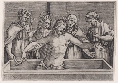Kristi gravläggning, ca. 1514-36. av Agostino Veneziano